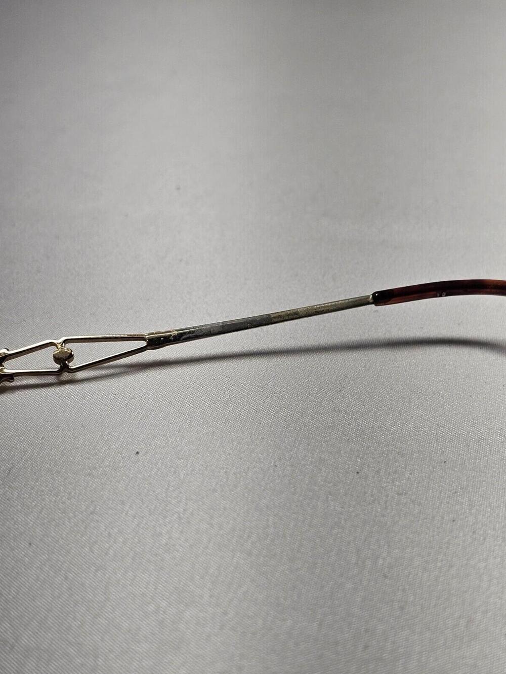 Vintage Eyeglasses Frames Gold With Intricate Design Brown Tourtise Shell - Picture 7 of 11